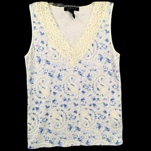 Ralph Lauren EUC Womens S Blue White Floral Blouse